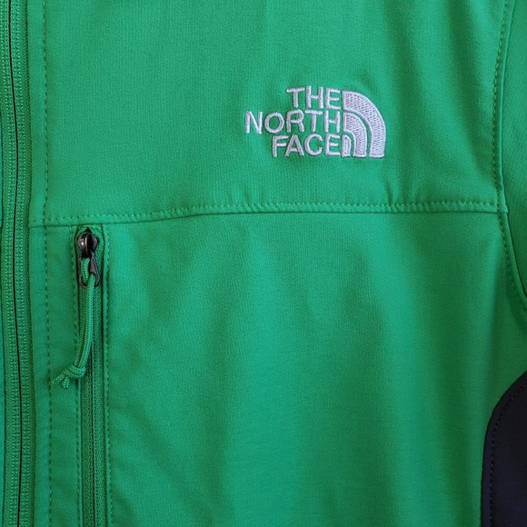 North Face Jacket Men's Apex Green Soft Shell Full Zip Size Medium Gray Logo - Picture 4 of 15